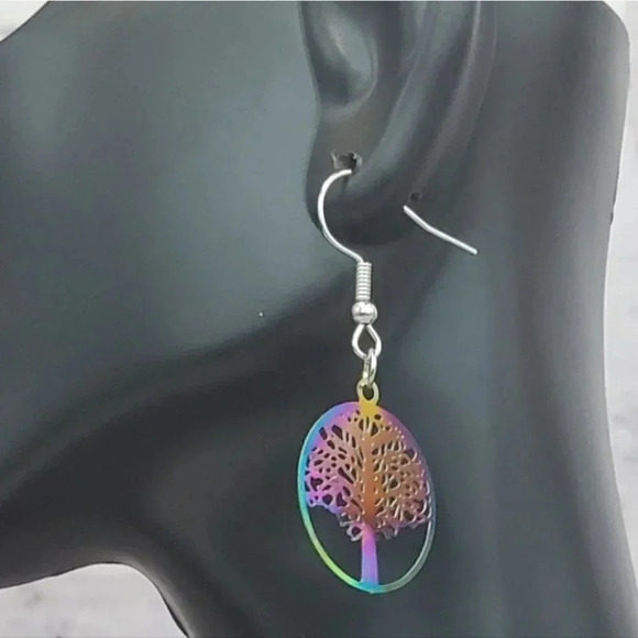 Iridescent Tree of Life Earring and Necklace Set - Picture 7 of 9